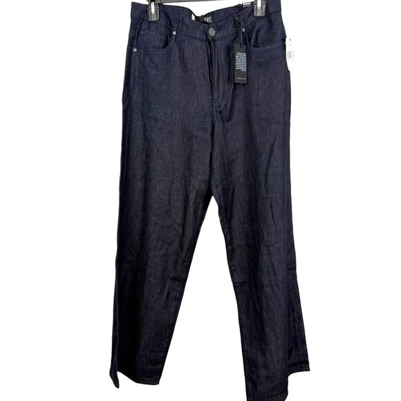 Kut From The Kloth Maggie Wide Drape Leg Dark Wash Linen Blend Jeans NWT sz 8 L - Picture 1 of 16